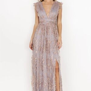Baltic Born Lavender Maxi Dress with Rose Gold Embroidery